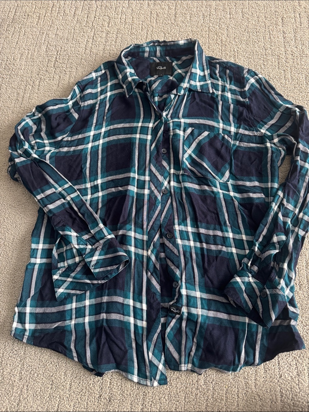 Rails Teal & Navy Plaid Button-Up Shirt - Unbranded